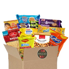 BENGAL BOX Indian Snack Box Variety Pack - 13 Count Snacks Individual Wrapped Package Bundle Sampler Assortment Mix Candy Chips Cookies