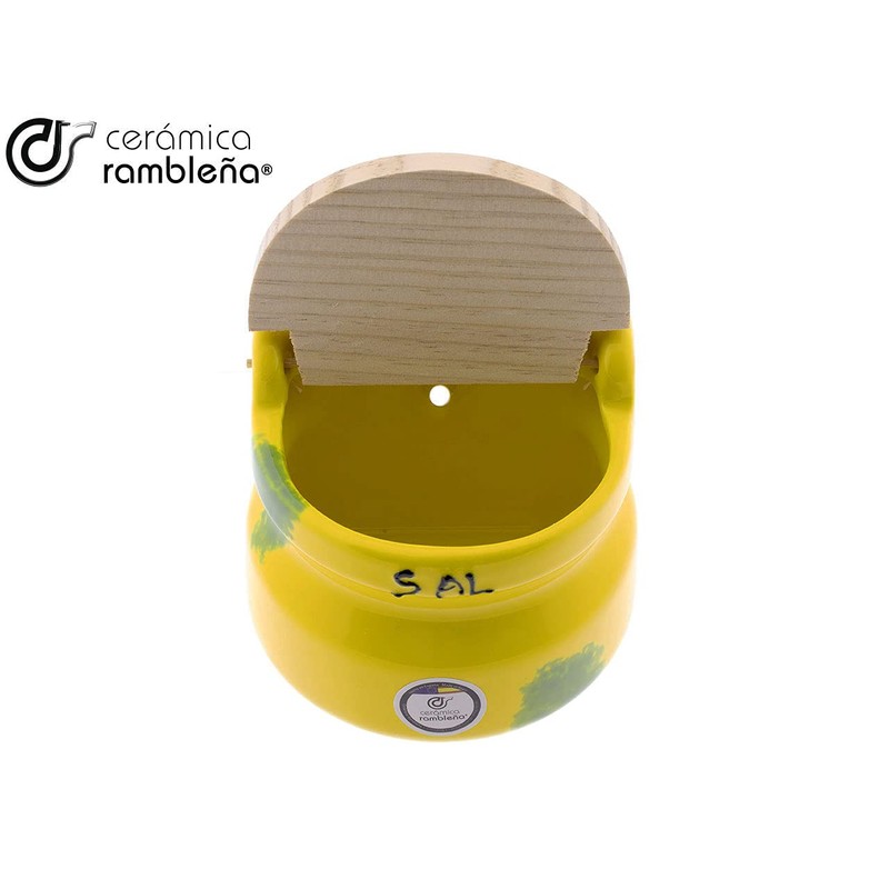Ceramic Rambleeric Salt Shaker Kitchen Salt Shaker with Wooden Lid