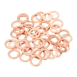 MECCANIXITY 52 Pcs Flat Copper Washers, 8x12x1mm Copper Upgraded Flat Metric Sealing Crush Ring Washers for Hydraulic Fittings Screw Bolt Nut Electronic Repair