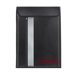 Fireproof Waterproof Document Money Bag 15" x 11" Two Pockets Stores Valuables Legal Documents Color Black