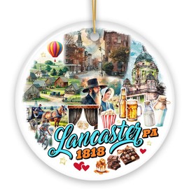 Artistic Lancaster Pennsylvania Ornament, Beautiful Amish Cultures and Countryside (Version 2)