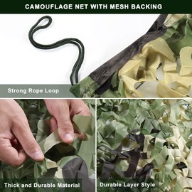 FLYEGO Double Layer Camo Netting Camouflage Netting Hunting Blind Camo Net Camouflage Nets Military Surplus for Shooting Party Decoration Photograph Car Cover Sunshade (20ftx20ft, US 5 Color Woodland)