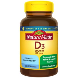 Nature Made Vitamin D3 2000 Iu Softgels 250 Count For Bone Muscle Health