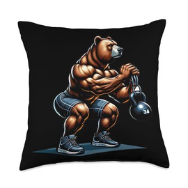 Bear Kettlebells Ourfit For Bodybuilders Weight Bodybuilding Throw Pillow