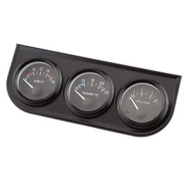 VOBOR Car Triple Indicator, 52 mm 3-in-1 Voltmeter + Water Temperature Gauge + Oil Pressure Gauge for Car Truck with Sensor