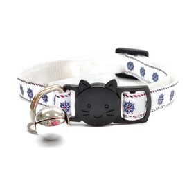 Anchor Print Cat Collars with Bell. Quick Safety Release Breakaway Buckle. Available in Cat & Kitten Size | Zacal Cat Collars (Cat Collar (20cm - 30cm), Boat Wheel Print)