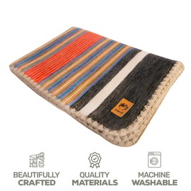 Alpaca Wool Blanket - Throw Size Bed Blanket - Alpaca Throw Blankets - Best Gift & Warm Blanket Throw, Lightweight, Couch or Camp- Outdoor Blanket - 64 x 45 inches (Orange & Blue)