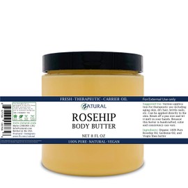 Zatural Organic Seed ROSEHIP BUTTER w/ Virgin Shea (8 oz)- Pure Vitamin C for the Face, Hair & Body | Soothe, Heal | Safe for all ages (8 oz)