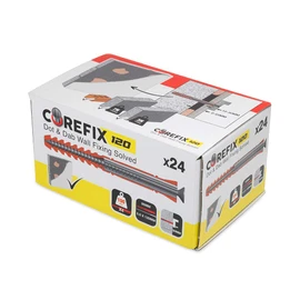 Corefix 120mm Heavy Duty Dot & Dab Wall Fixings - Plasterboard Over Blockwork Wall Plugs & Screws - for Wall Units, Shelving & More - Holds 100kg on 4 fixtures - Reinforced Steel Core – Box of 24