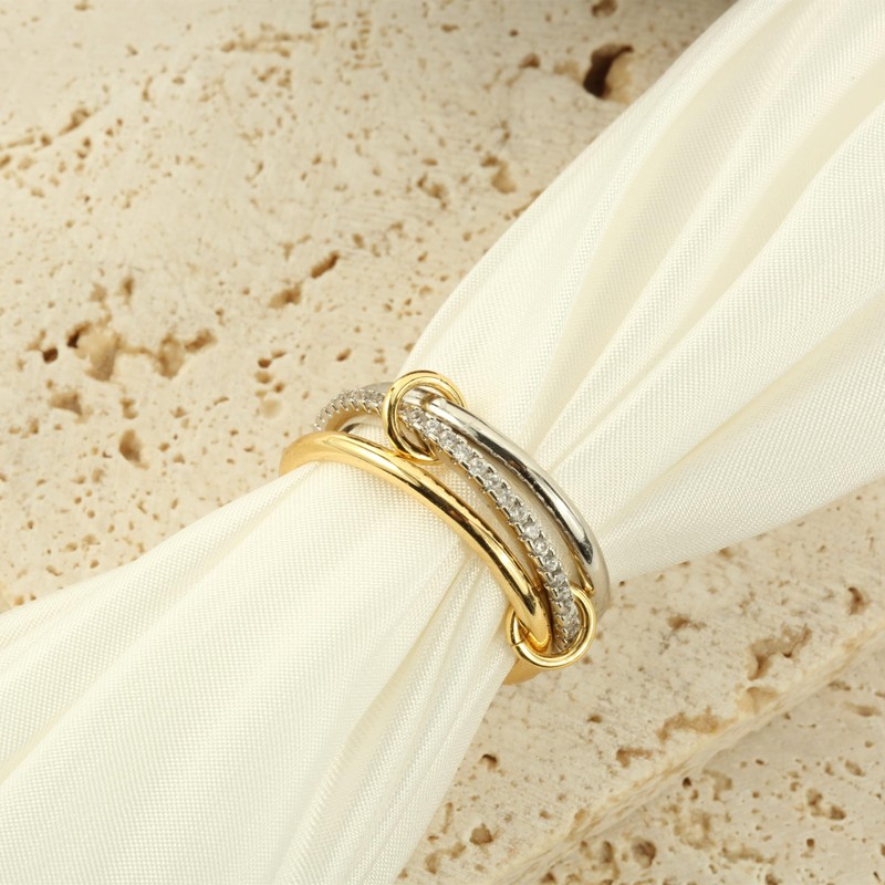 HOLINSE HOLINSE Stackable Rings for Women, Multicolored Connected Ring Set,