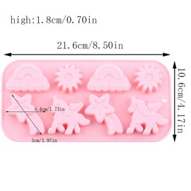 EPYHREHM 8 Cavity Winged Unicorn Themed Silicone Molds Rainbow Sun Meteor Chocolate Mold For Candy Chocolate