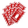 (10 Signs) - FIRE EXTINGUISHER INSIDE, White on Red, Self-Adhesive