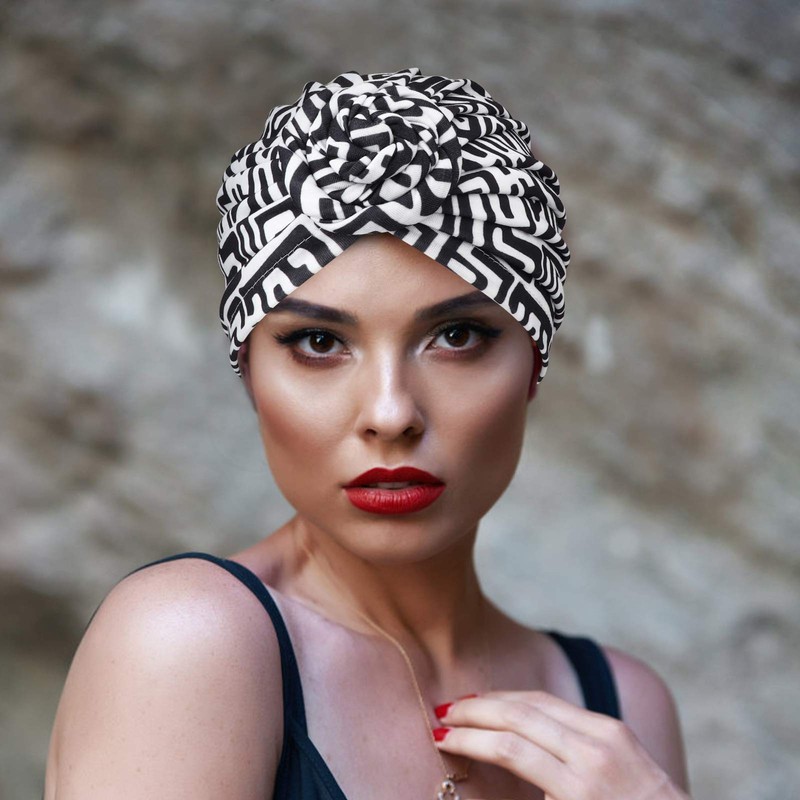 DRESHOW 5 Pack Knotted Headwraps for Women African Turban Pre-Knotted