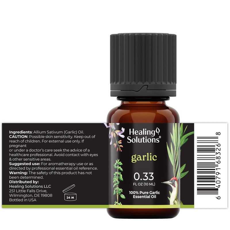 Healing Solutions Garlic Essential Oil - 0.33 Fluid Ounces