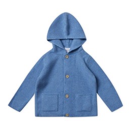 Stellou & friends Cardigan for Baby and Toddler with Buttons in Wood Look, Girls and Boys, High-Quality Clothing Made of 100% Cotton, Perfect for Autumn and Winter, Oeko-Tex Certified, Ocean Blue with