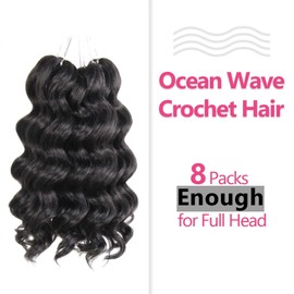 Niseyo NU Ocean Wave Crochet Hair 6 Inch 8 Packs Soft Deep Twist Crochet Braids Synthetic Wavy Braiding Hair Extensions (2# Off Black) NEW