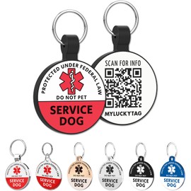 MYLUCKYTAG Silicone QR Code Service Dog Tag - Pet Online Profile - Scan QR Receive Instant Pet Location Alert Email