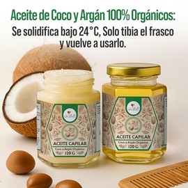 Aceite Capilar - Brillo - Hidratación - Suavidad - Coco -Argán - Fácil de usar - 100% Natural - Para todo tipo de cabello -120g - GaTlali - Anticaída 