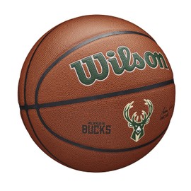 Wilson Basketball, Team Alliance Model, MILWAUKEE BUCKS, Indoor/Outdoor, Mixed Leather, Size: 7