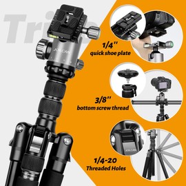 JOILCAN Tripod for Camera, 81" Camera Tripod DSLR Tripod, 83" Aluminum Camera Tripods & Monopods, Heavy Duty Travel Tripod for Binoculars Laser Level Spotting Scope, Professional Complete Tripod Units