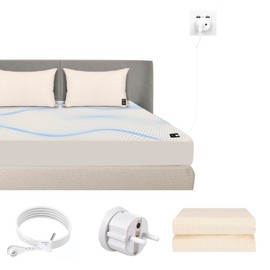 HUNAIGEE 150 x 200cm Earth Foil Ground Sheet with EU Ground Cable, Conductive, Organic Cotton, Beige