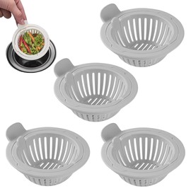 SJWOW Kitchen Sink Drain Strainer - Sink Strainer Basket with Handle Fit for 4.5" Sink Drains, Press Automatic Dumping Basket Sink Drainer Waste Collector Filter for Home Kitchen Use (4Pcs Gray)