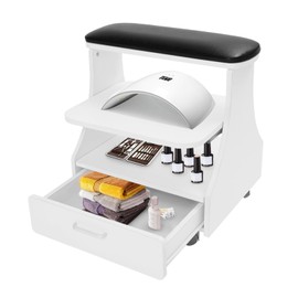 Pedicure Foot Rest, Manicure Foot Rest w/Wheels, Upgrade Widen Footrest Pedicure Foot Stool Stand, Portable Foot Bath Spa Cart Foot Massage Station Footrest, Home Beauty Salon Nail Foot Trolley Cart