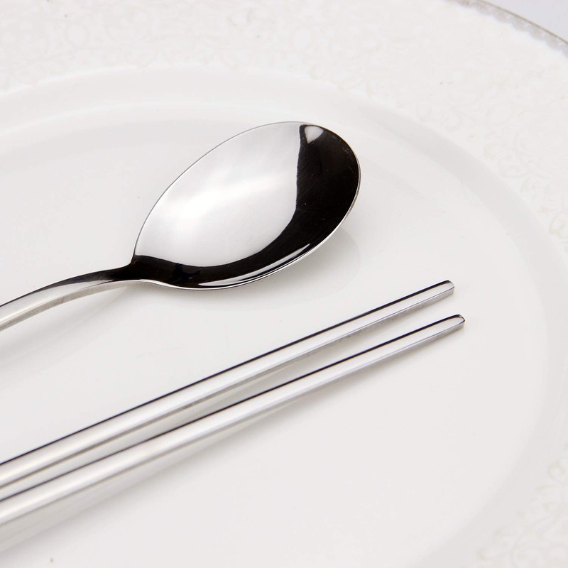 5 Pairs Chopsticks and 5 Spoons Set, YFWOOD 10 Pieces