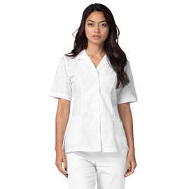 Adar Uniforms Universal Scrubs for Women - Lapel Collar Scrub Top - 605 - White - XS