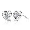 Sterling Silver Cubic Zirconia Heart Earrings Hypoallergenic Heart Shape Crystal