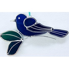 JGS Indigo Bunting Stained Glass Suncatcher