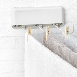 Rayen Extendable ABS Clothes Airer, 3 Independent Cords, Automatic Retraction of Cords, Indoor and Outdoor Use, 15 m Drying Area, 28.5 x 11.5 x 3.5 cm, White