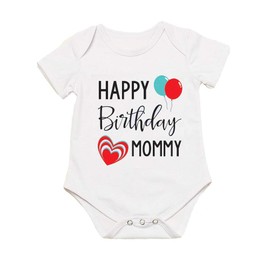G-Amber Happy Birthday Mommy Baby Boys Girls Romper Bodysuit Infant Funny Jumpsuit Outfit 0-3Months
