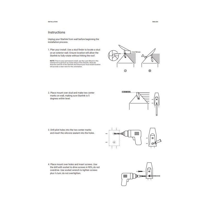Starlink Short Wall Mount