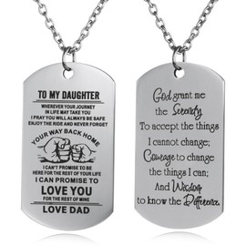 ZJFHTD Patron Saint Serenity Prayer,Catholic Confirmation Gift Dog Tag Necklace,Christian Bible Religious Scripture Communion,Baptism Gifts (Dad to Daughter-Serenity Prayer)