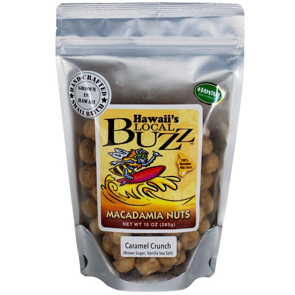 Hawaii's Local Buzz Macadamia Nuts, Caramel Crunch, 9 Ounce