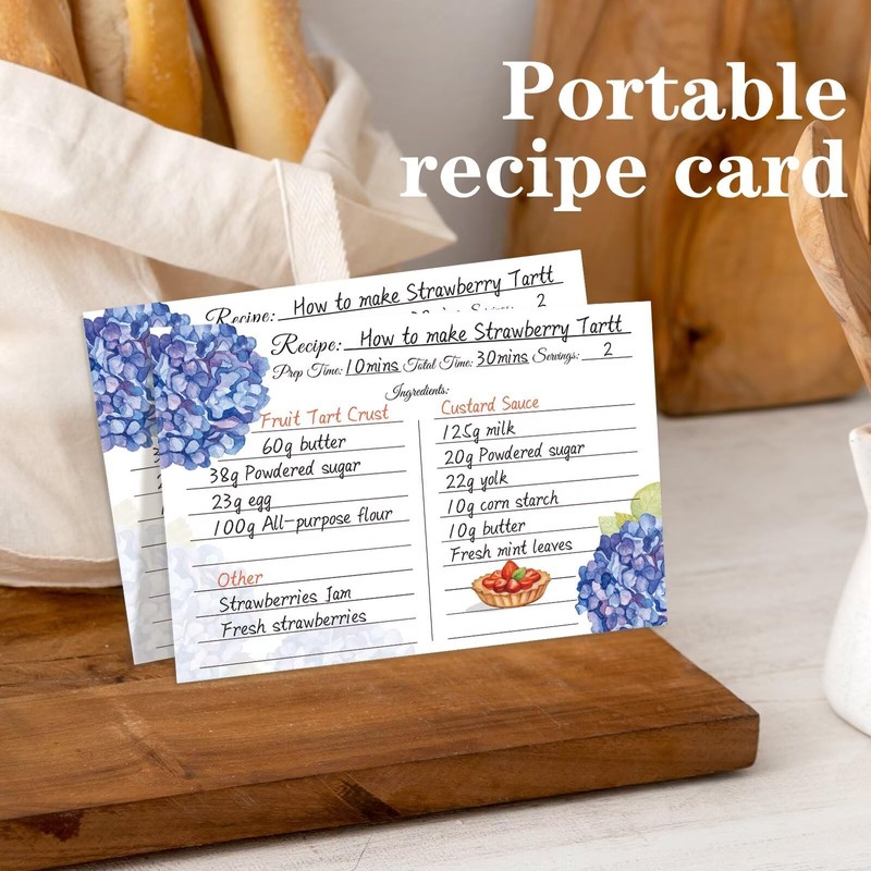 Recipe Cards 4x6, Premium Double-Sided Recipe Cards, 60 PCS Blank