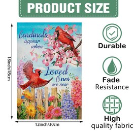 DMERBYL Home Decorative Cardinals Appear When Loved Ones are Near Spring Garden Flag, Bird House Yard Dogwood Daisy Flower Outside Decoration Summer Inspirational Outdoor Small Decor 12x18