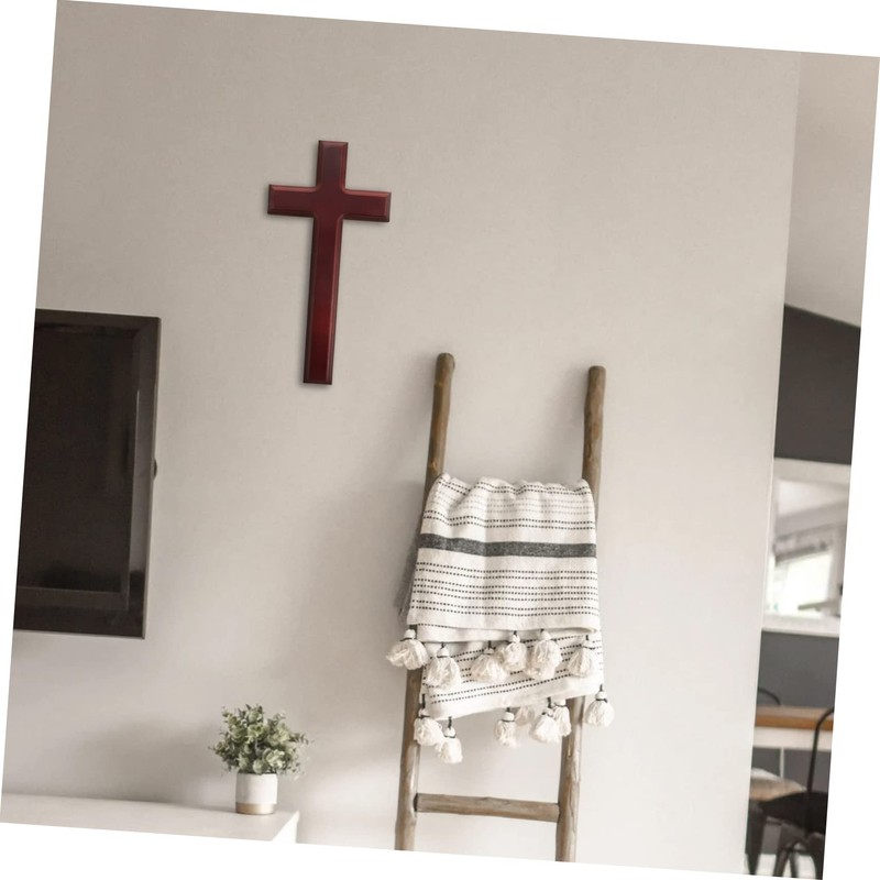 Ciieeo Solid Wood Crucifix Cross Wall Hanging Decor Wooden Craft
