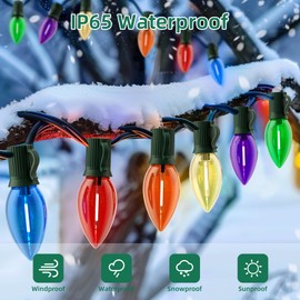 Zuske 25Ft Christmas Lights Outdoor, C9 Multicolor Christmas Lights with 25 Colored LED Bulbs, Waterproof Connectable for Holiday, Xmas, Roofline, Wedding, Christmas Tree Decor- Green Wire