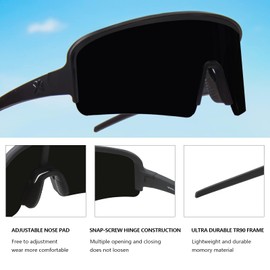 MAXJULI Polarized Sunglasses for Men Women,Windproof Outdoor Sports Cycling UV400 Protection Semi-Rimless Sun Glasses (Dark Black)