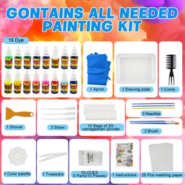 Shrubz Water Marbling Paint for Children 16 Colours Marbling Paint Kit Children, Marbling Paint Art Set Arts and Crafts Craft Sets for Girls and Boys Gifts 6+ Years