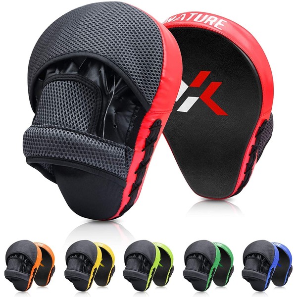 Xnature Boxing Equipment Punching Gloves Thai Pads Boxing Training Mitts Kickboxing Pad Punch Pad Boxing Mitts Punching Pad (Punching Mitts A pair Red)