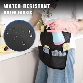 Elfzone Cleaning Apron for Housekeeping - 2PK Housekeeping Apron with 8 Pockets，for Cleaning Work of House Hotel, Black