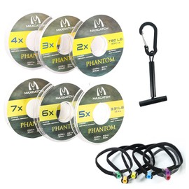 MAXIMUMCATCH Fly Fishing Tippet Line with Tippet Holder & Leader Spool Holder, Clear, 50 m/55yds, 4 Pieces (2X+3X+4X+5X+6X+7X)