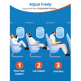 SARISUN Airplane Foot Hammock, Portable Travel Foot Rest Leg Relief, Ergonomic Hanging Sling for Flight Office Home, Comfort Support Travel Essentials, 2 Pack Black