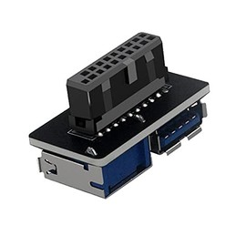 cablecc Dual USB 3.0 A Type Female to Motherboard 20/19 Pin Box Header Slot Adapter PCBA Flat Type