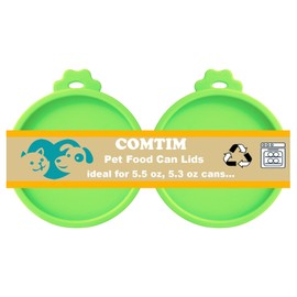 Comtim Cat Food Can Covers Lids for 5.5 oz Cans, 2 Pack Silicone Cat Food Can Lids for 5.5 oz 5.3 oz Cans...Pet Food Can Covers Reusable Can Toppers Savers for Wet Food (Green)