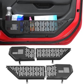 Metal Front Door Pocket Storage Box Custom Fit for Jeep Wrangler JL JLU 4XE 2018-2025 & Gladiator JT 2020-2025 - Interior Accessories Door Expansion Storage Organizer (Not for Power Seats), 2PCS