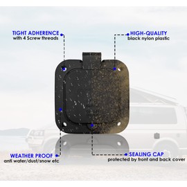 15 Amp Inlet, Shore Power Flanged Receptacle, 15A 125V Recessed Male Outlet, NEMA 5-15 AC Port Plug with Waterproof Covers, Exterior Electrical Connections for RV Trailer Block Heater (2-Pack)